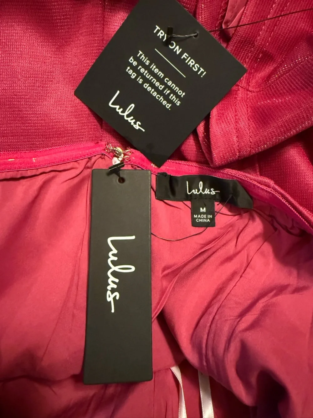Lulu's Stunning Reputation Shiny Magenta Mini Dress With Pockets - Picture 8 of 12